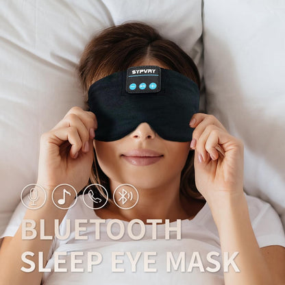 Bluetooth 5.4 Wireless Sleep Mask with Integrated Headphones and Microphone - Soft Blackout Eye Mask (Black M)