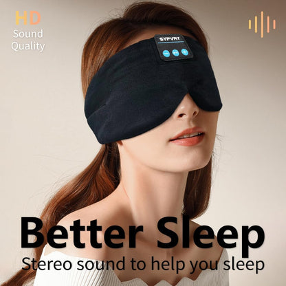 Bluetooth 5.4 Wireless Sleep Mask with Integrated Headphones and Microphone - Soft Blackout Eye Mask (Black M)
